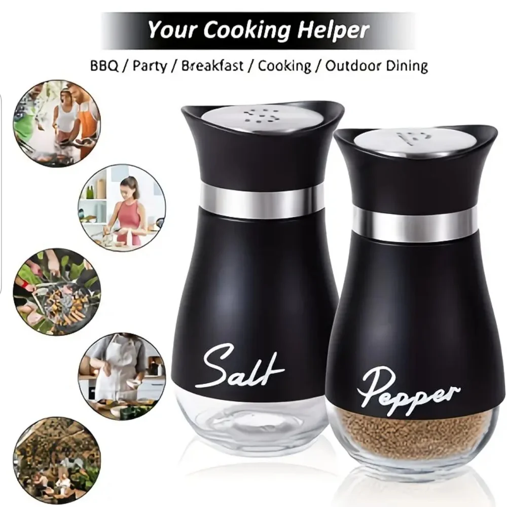 Black Salt and Pepper Set - Sleek Kitchen Seasoning Shakers